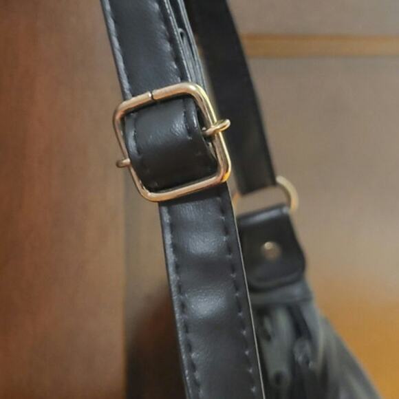 Multi Color Black Faux Leather Patchwork Retro Shoulder Bag Purse - Picture 6 of 7